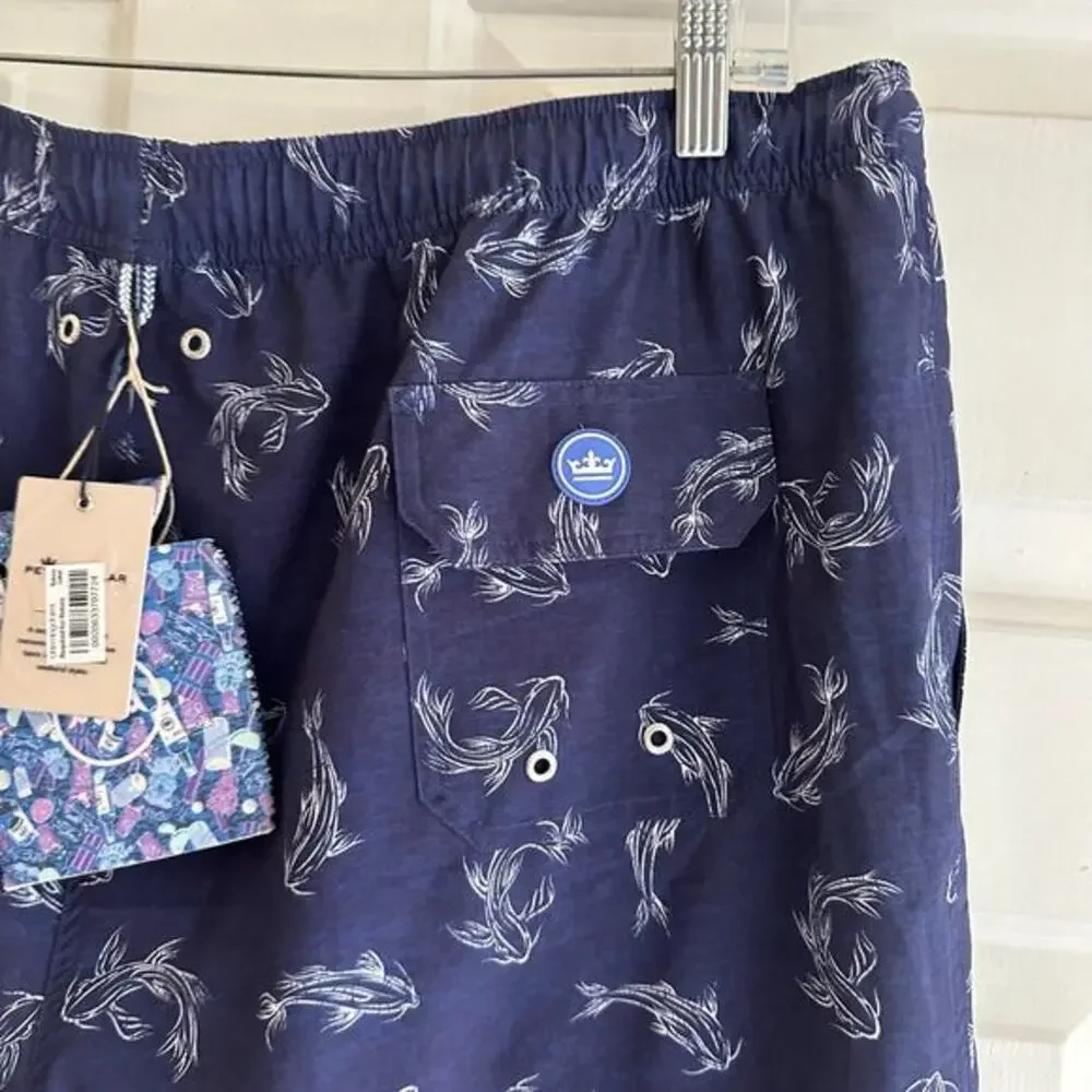 NWT Peter Millar Atlantic Blue Secret Cove Swim Trunks‎ Blue Size XL Coastal